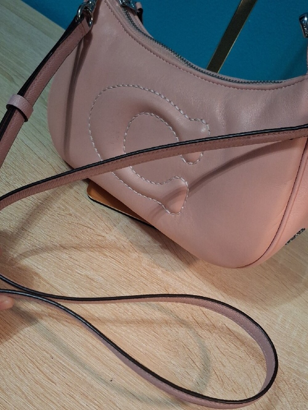 Coach TERI Blush Leather Quilted Signature C Shoulder Bag STYLE CJ608 - Picture 14 of 15